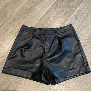 Faux Leather Pleated Shorts